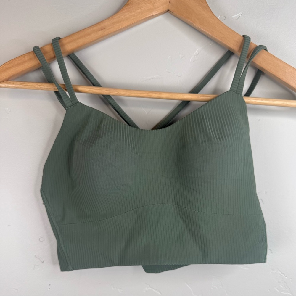 Lululemon Like a Cloud Ribbed Longline Bra B/C Cup Grey Eucalyptus - Picture 2 of 7